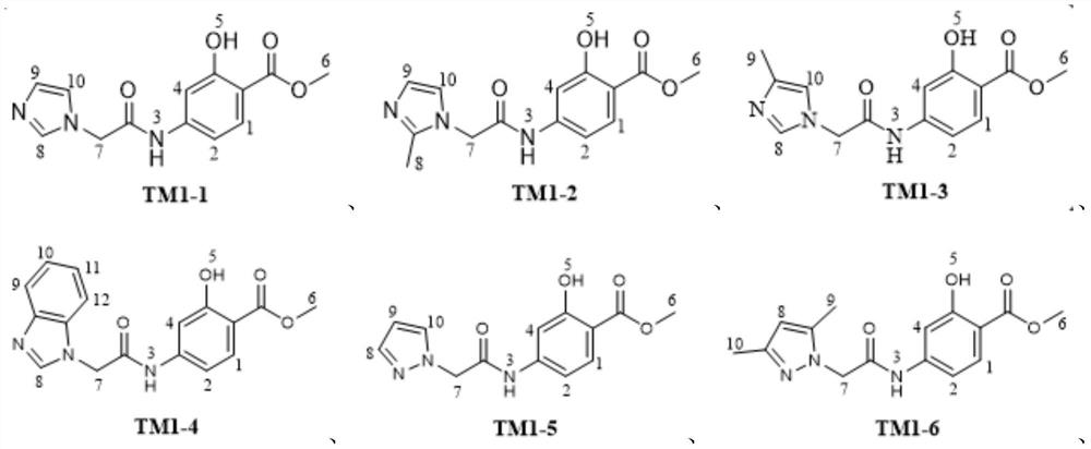 P-aminosalicylic acid azole derivatives and preparation method and application thereof