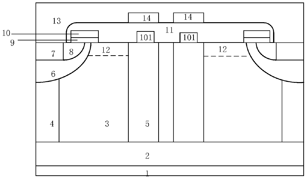 Anti-EMI super junction VDMOS device