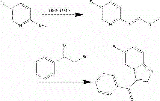 Synthesis method for 6-fluoroimidazo[1, 2-a]pyridine-3-phenyl ketone