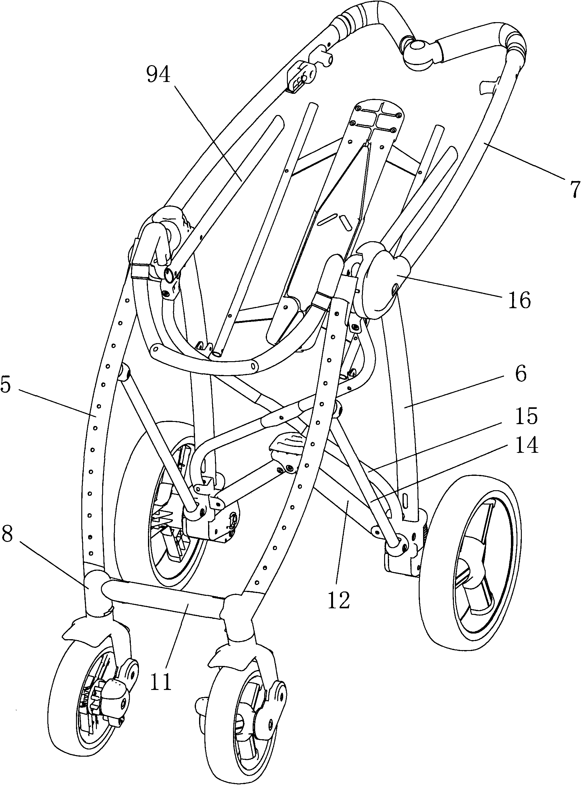 Bi-directional foldable baby stroller