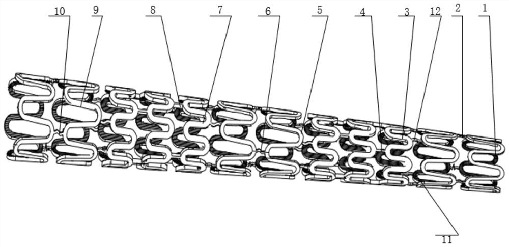 Self-expansion type conical blood vessel stent applied to conical blood vessel having multiple stenosis