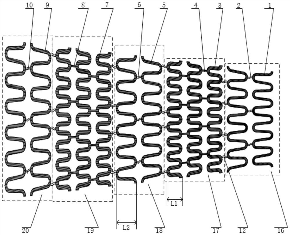 Self-expansion type conical blood vessel stent applied to conical blood vessel having multiple stenosis