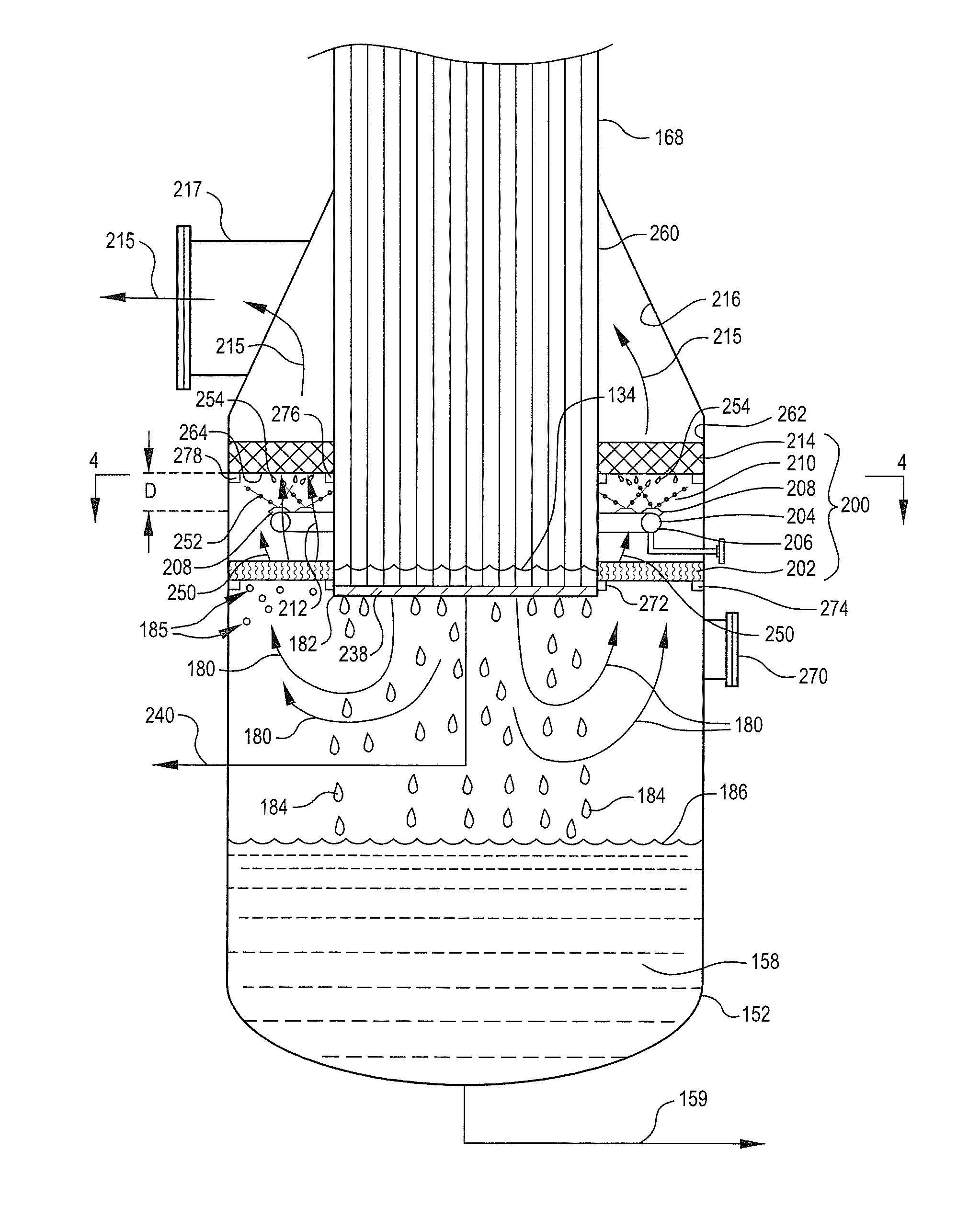 Method and apparatus for reduction of contaminants in evaporator distillate