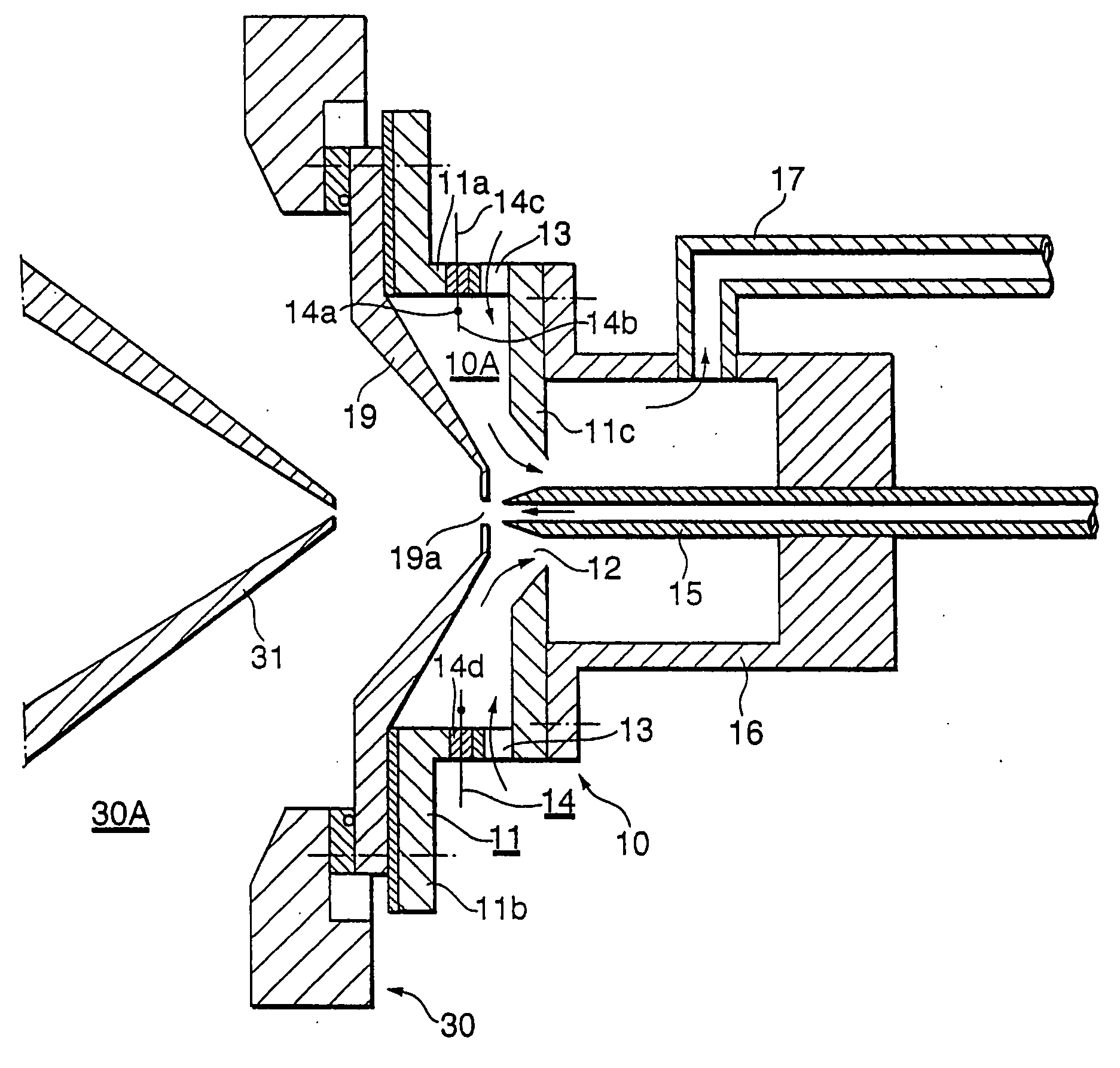 Method of and apparatus for ionizing sample gas