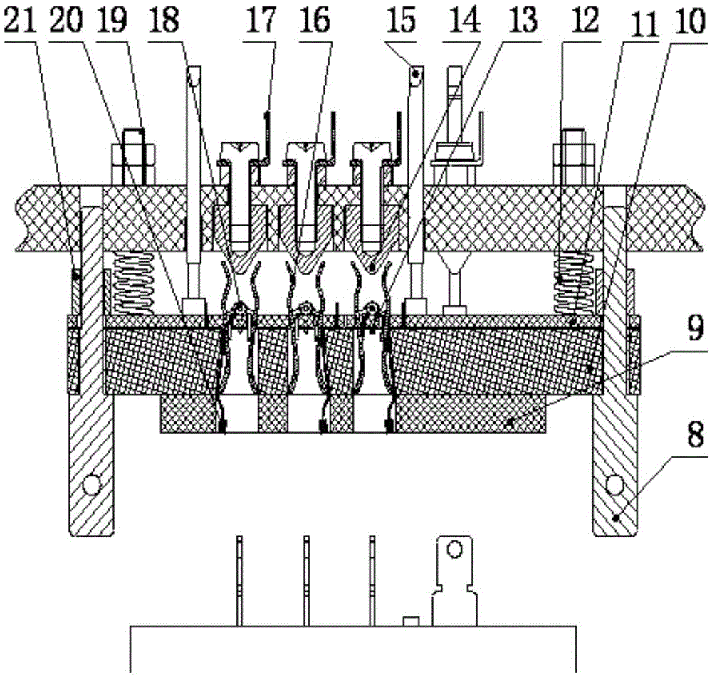 Directly-inserted power semiconductor module test clamp