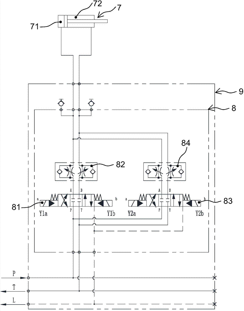 Hydraulic control system and hydraulic control method of front blank pushing cylinder of perforating machine
