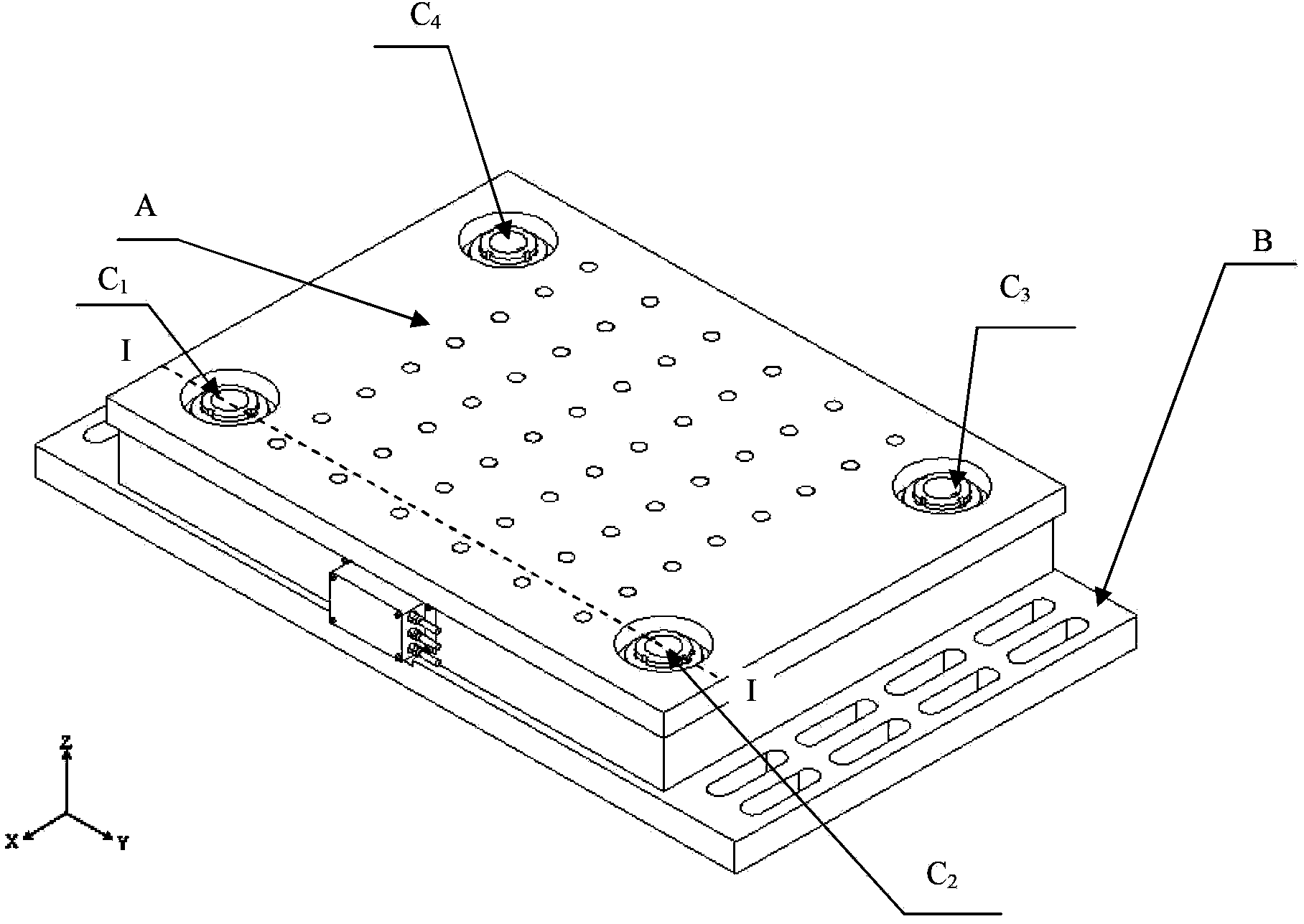 Flat plate type six-component force-measuring platform device