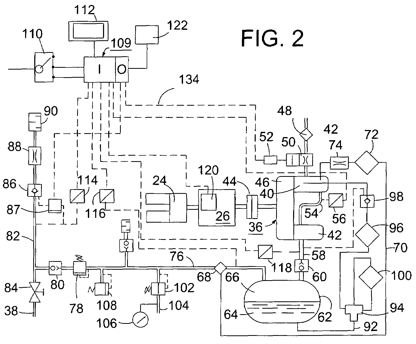 Earth drilling rig having electronically controlled air compressor