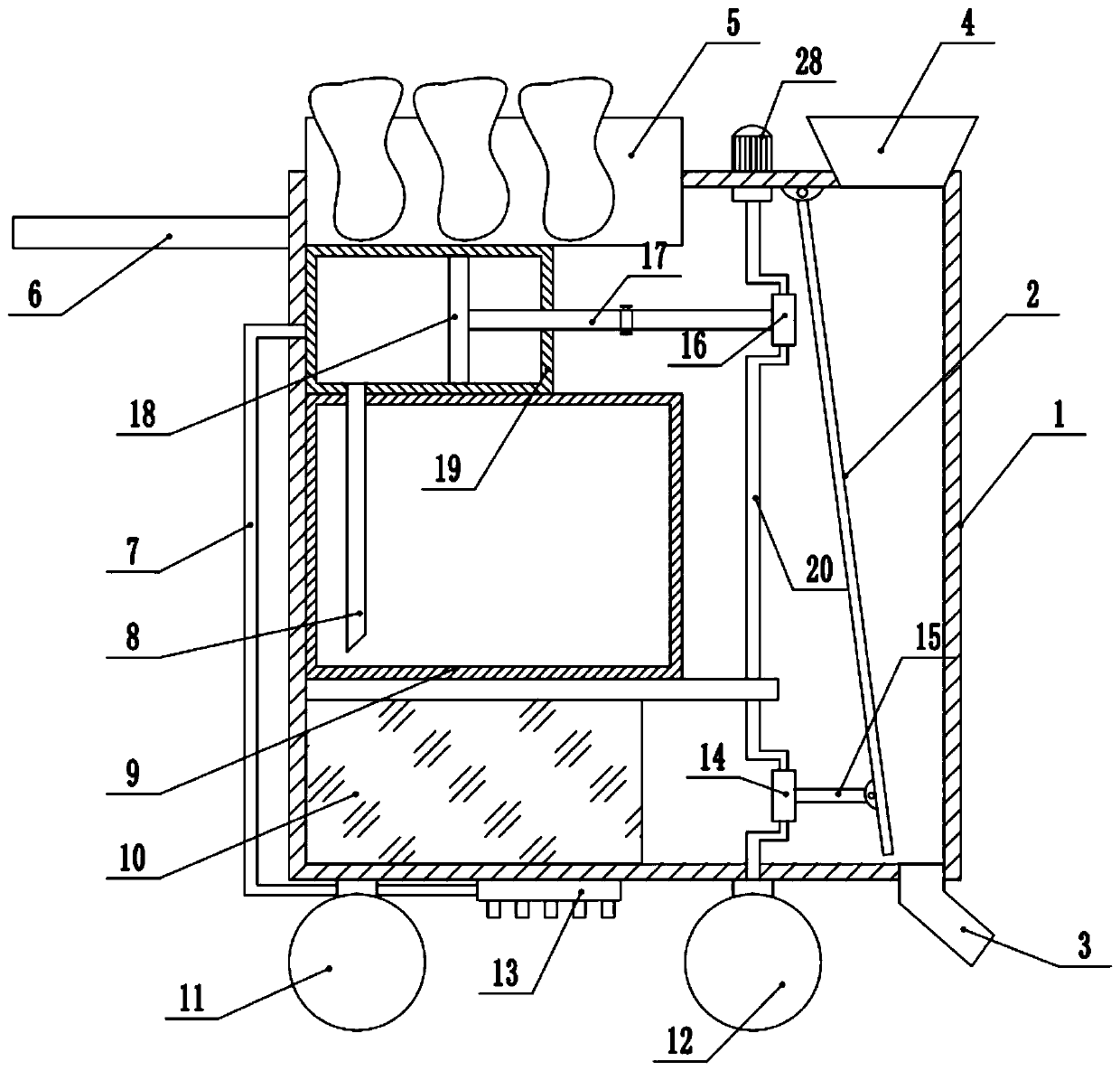 Hand-propelled washing apparatus for animal husbandry