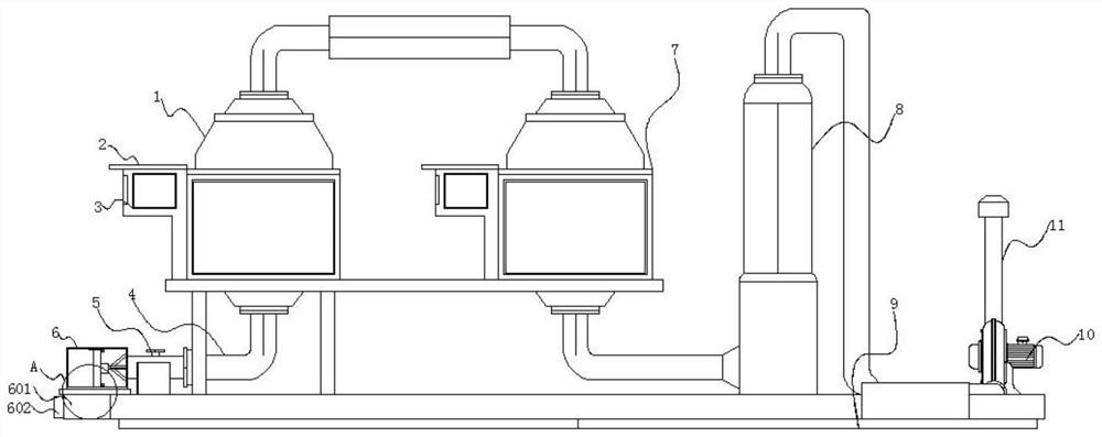 Convenient-to-clean waste gas treatment equipment with multi-layer filtering structure