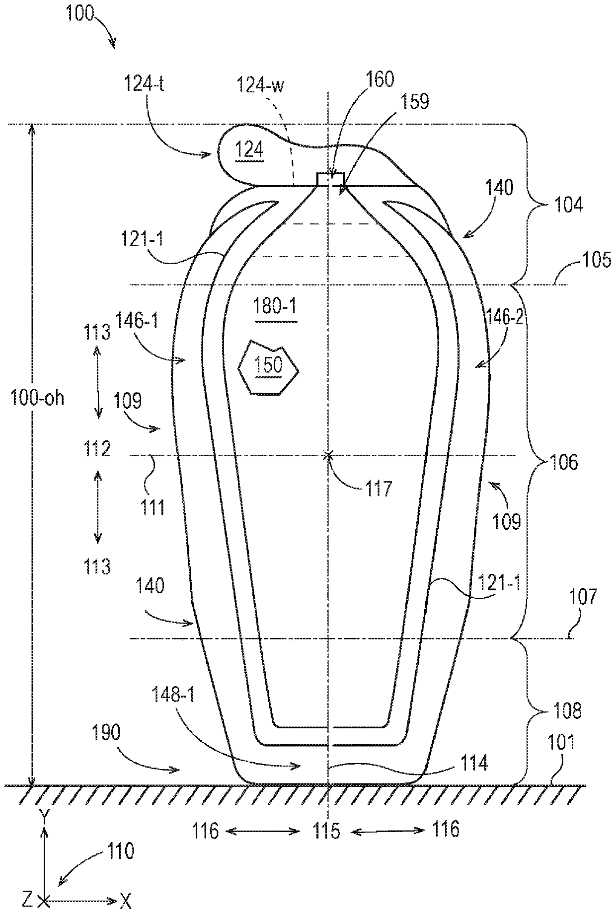 Flexible container with ventilation structure