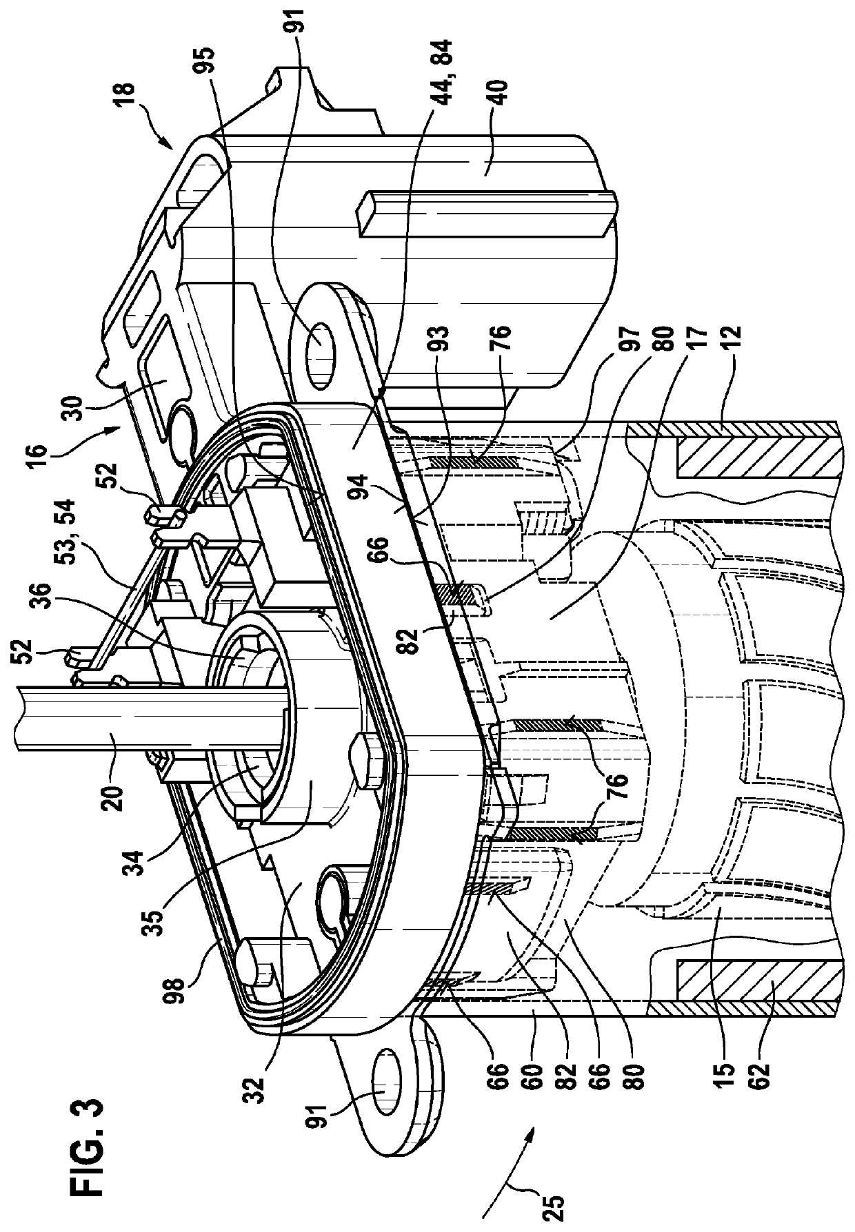 Electric machine with a brush-holding component and a plug module