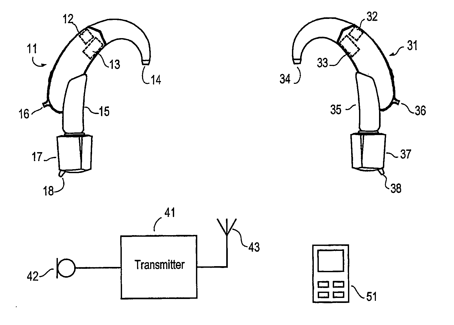 Hearing aid system, a hearing aid and a method for processing audio signals