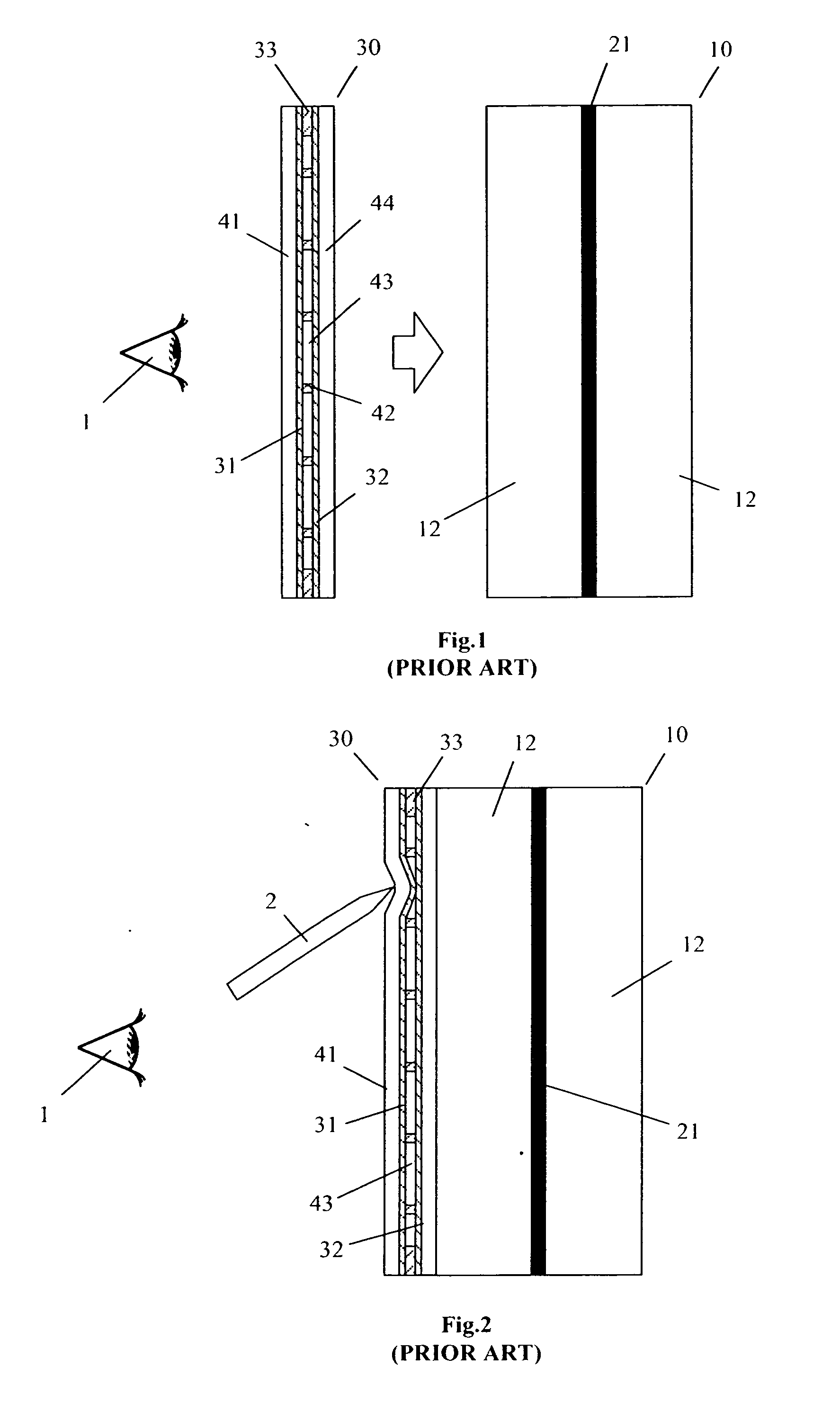 Touch input device with display front
