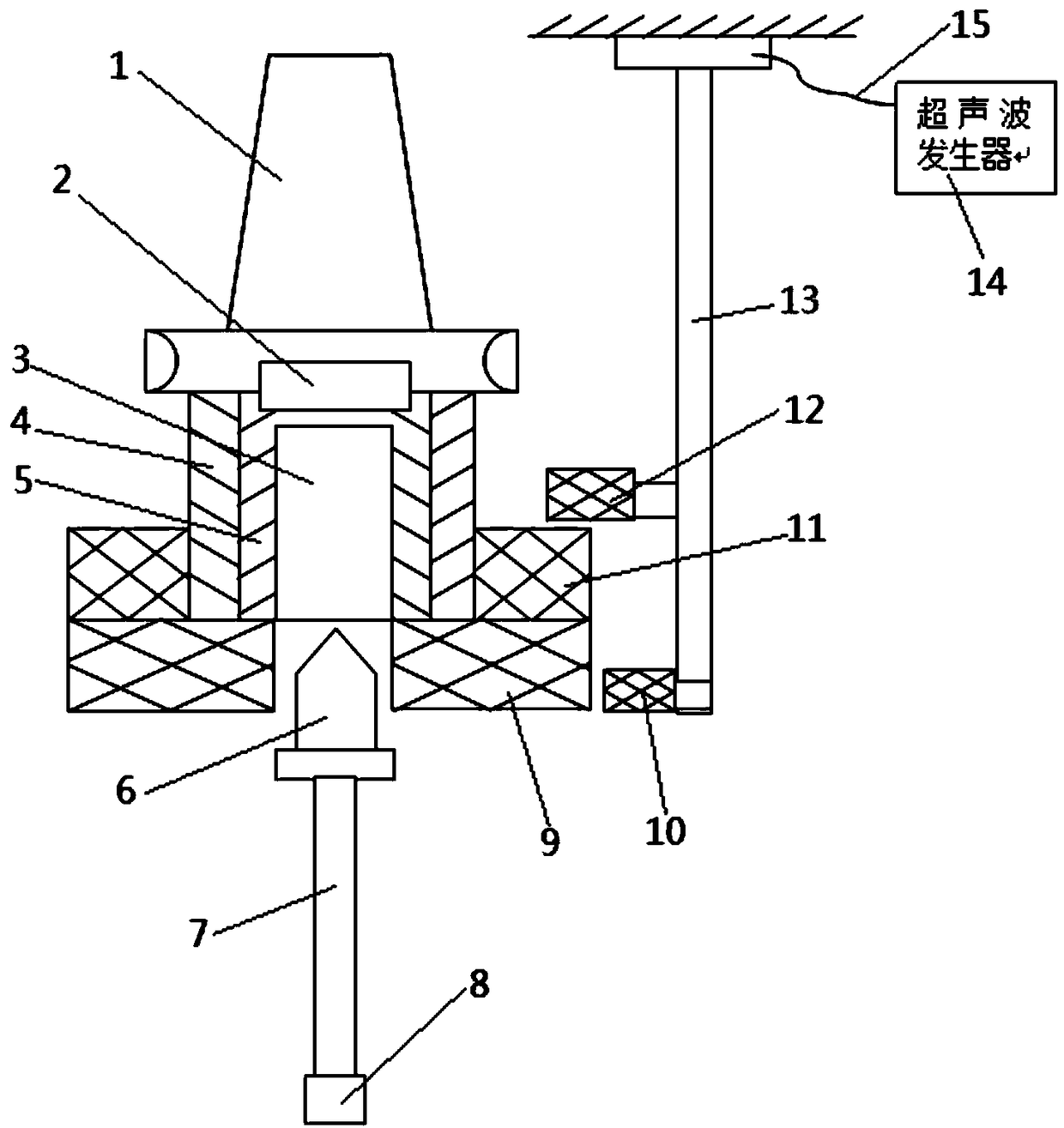 Double transducer type ultrasonic clear-cut finishing device capable of tool changing in computerized numerical control