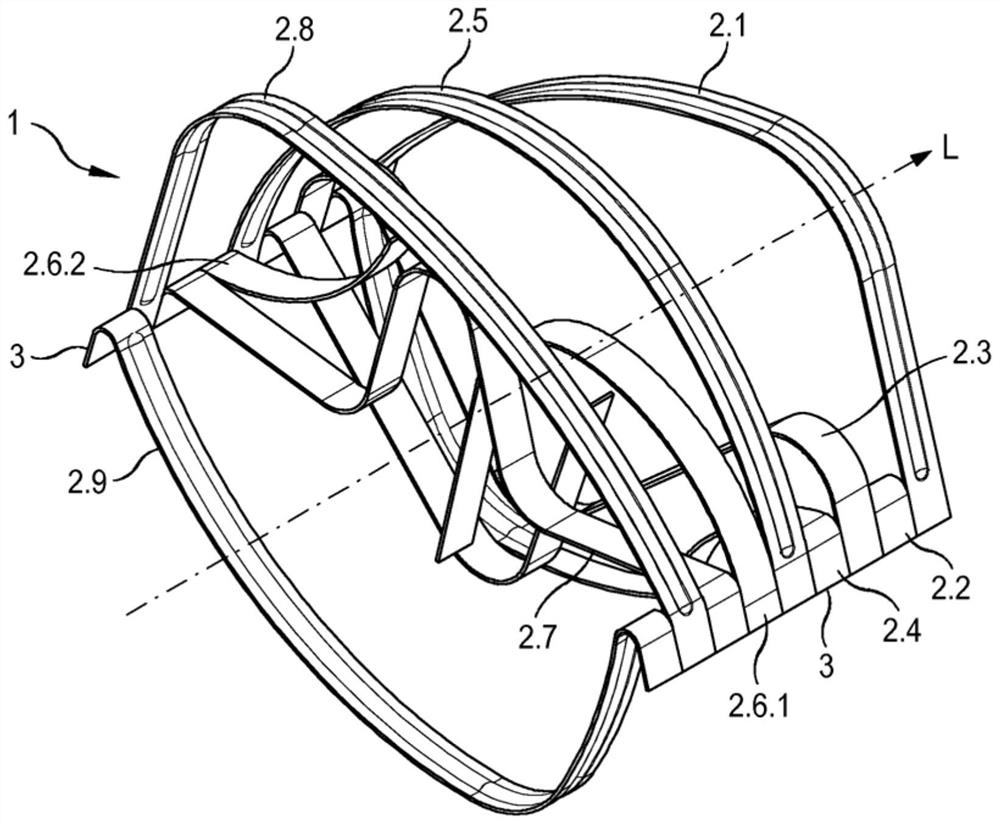 Filling material having strips with asymmetrical arch or wave shapes