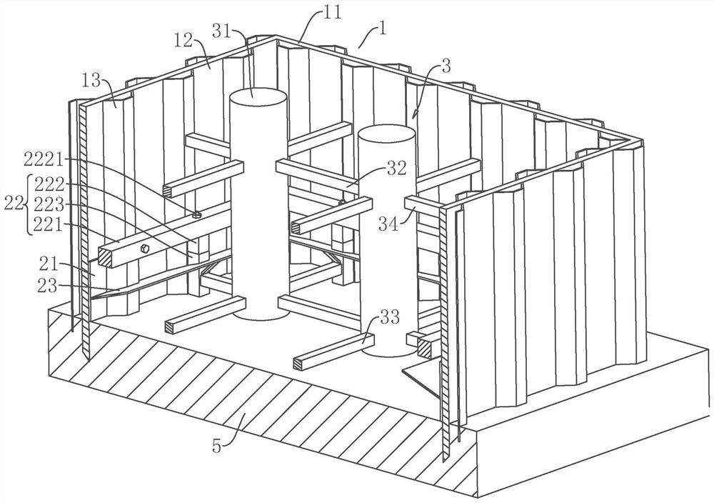 Bottom sealing concrete construction structure for water seepage cofferdam design and method thereof