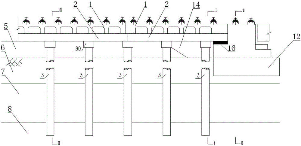 The transition section structure of the pile foundation joist type rail-bearing beam in the double-line filling section of the medium and low speed maglev traffic engineering