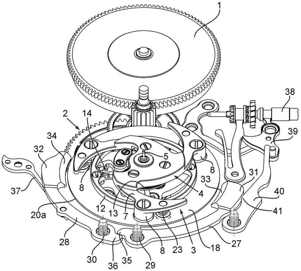 Watch movement with tourbillon and balance stop