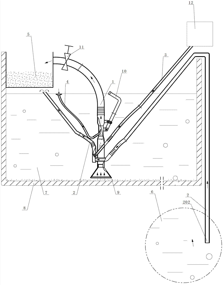 Air inflating, pollutant discharging and water injecting device for net cage culture