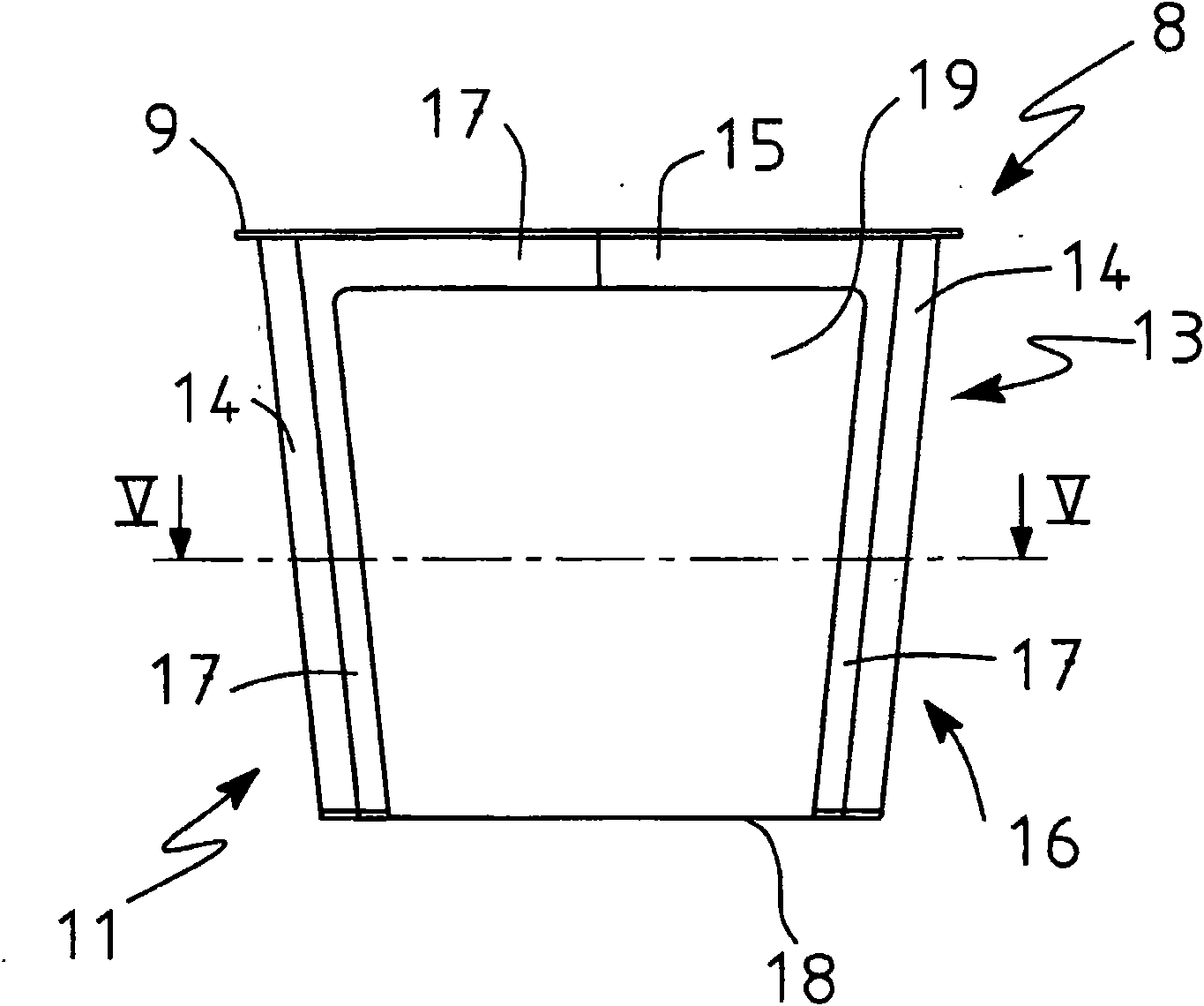Structure of a pan and container incorporating such a pan