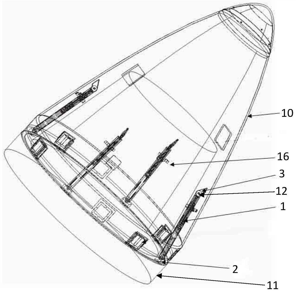 Fairing inclined pushing axial separation device