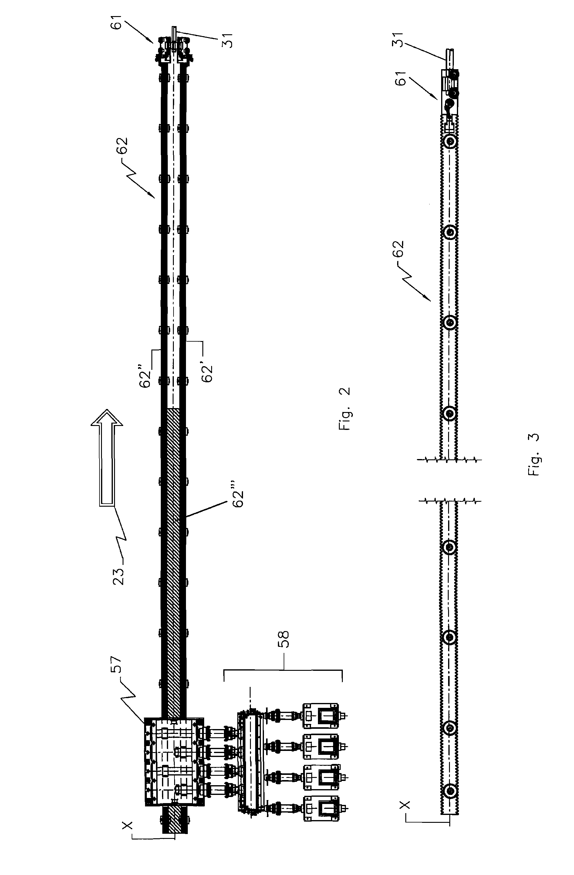 Mandrel conveying device for a tube rolling mill