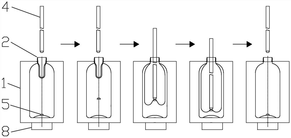 A method for axial and bidirectional orientation stretching hollow blow molding