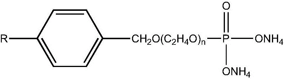 Alkyl benzoic alcohol polyoxyethylene ether ammonium phosphate and preparation method thereof