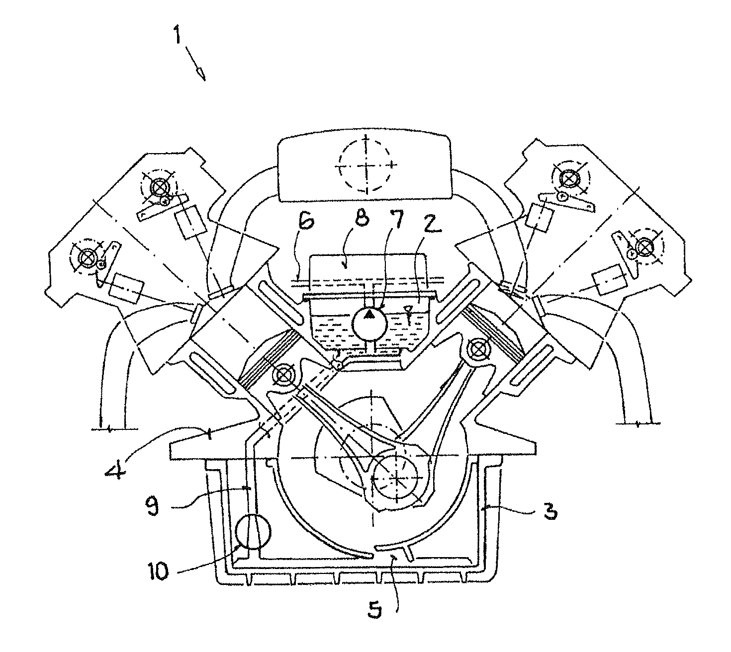 Internal combustion engine having a cylinder crankcase and a V-shaped cylinder configuration