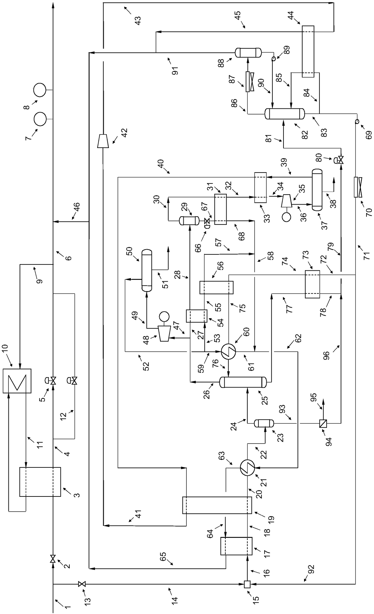 A method of preparing natural gas at a gas pressure reduction stations to produce liquid natural gas (LNG)