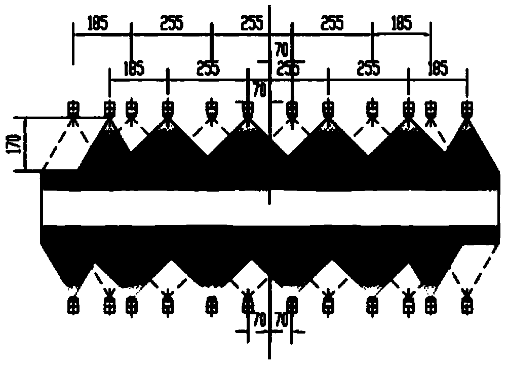 Secondary cooling nozzle arranging method for silicon steel slab continuous casting