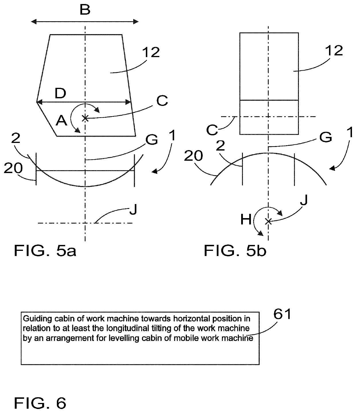 Arrangement and method for levelling a cab of a work machine