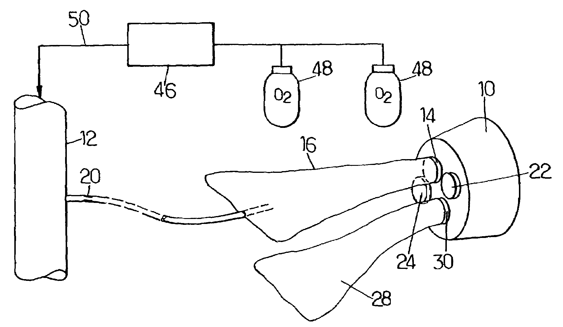 Method and apparatus for protecting the passengers of an airplane against hypoxia