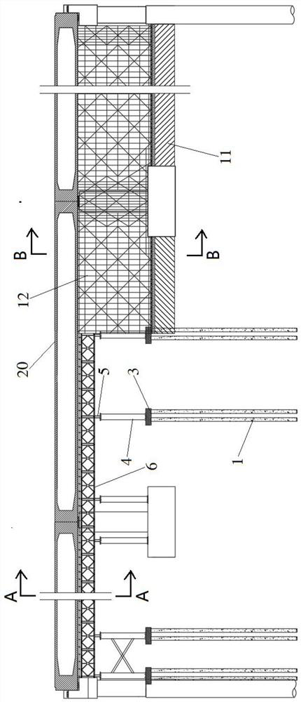 Combined cast-in-place box girder support structure and construction method thereof