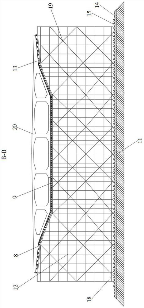 Combined cast-in-place box girder support structure and construction method thereof