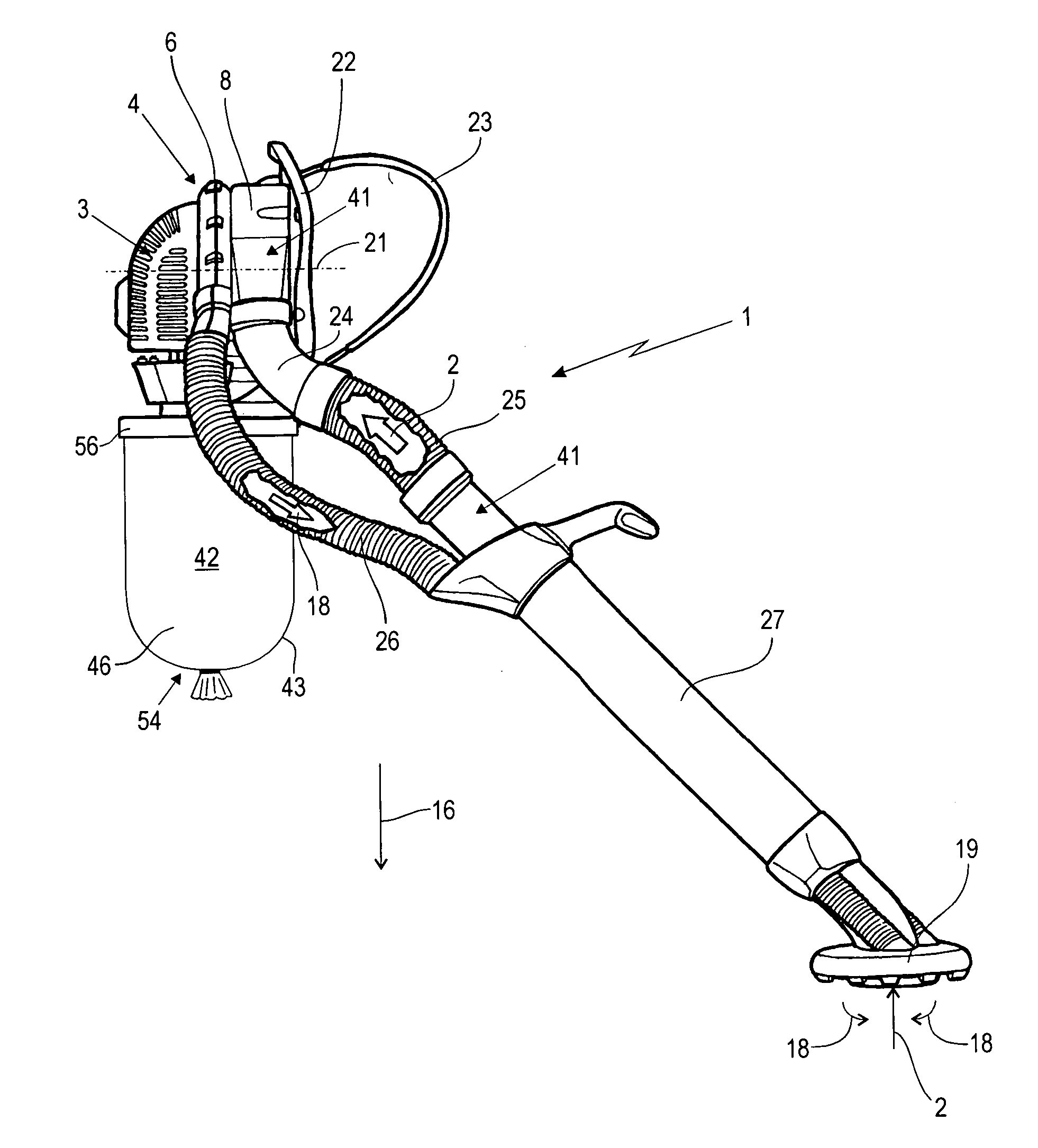 Manually guided suction apparatus