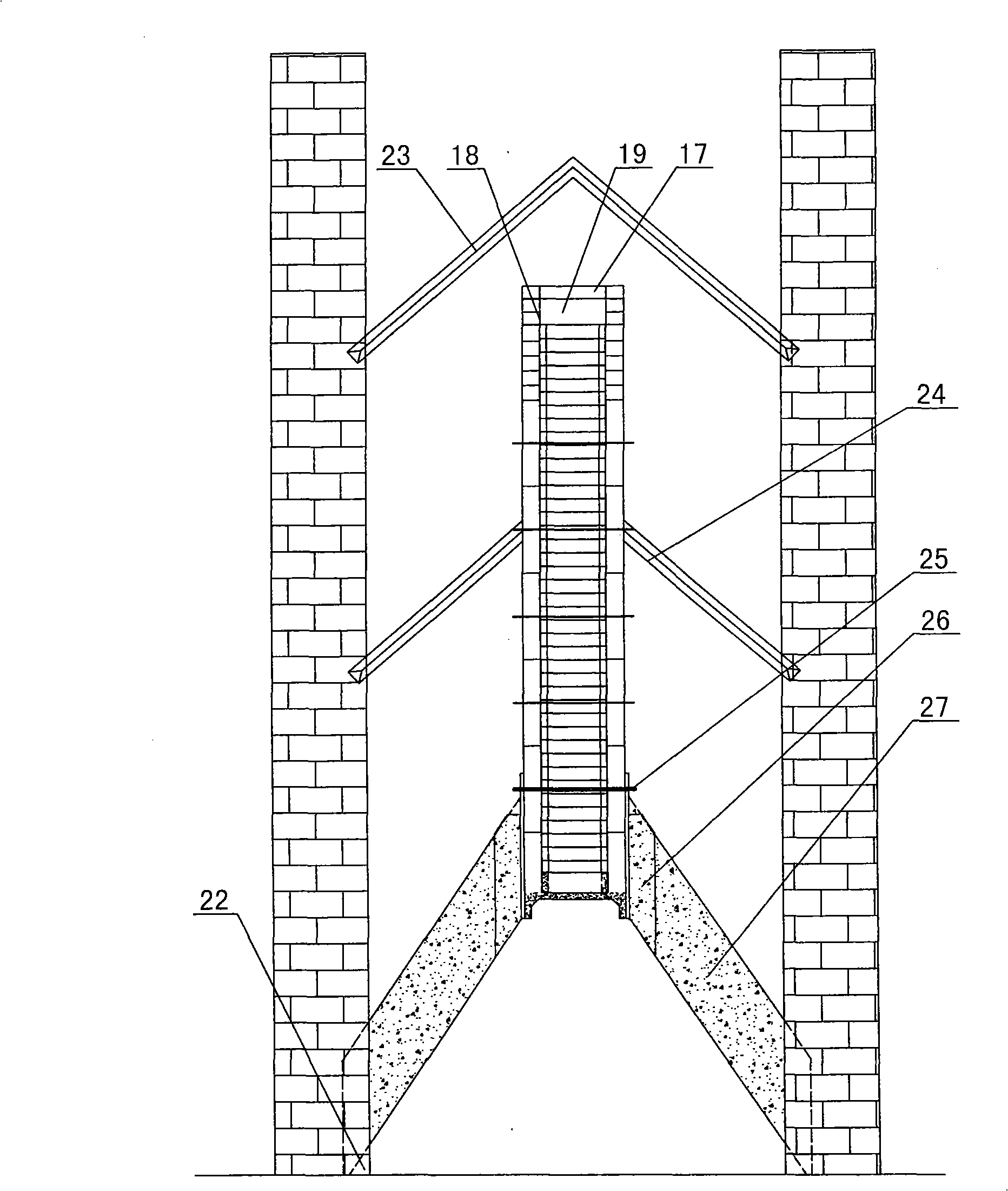 Smelting palletizing shaft furnace air-guiding wall and building method thereof