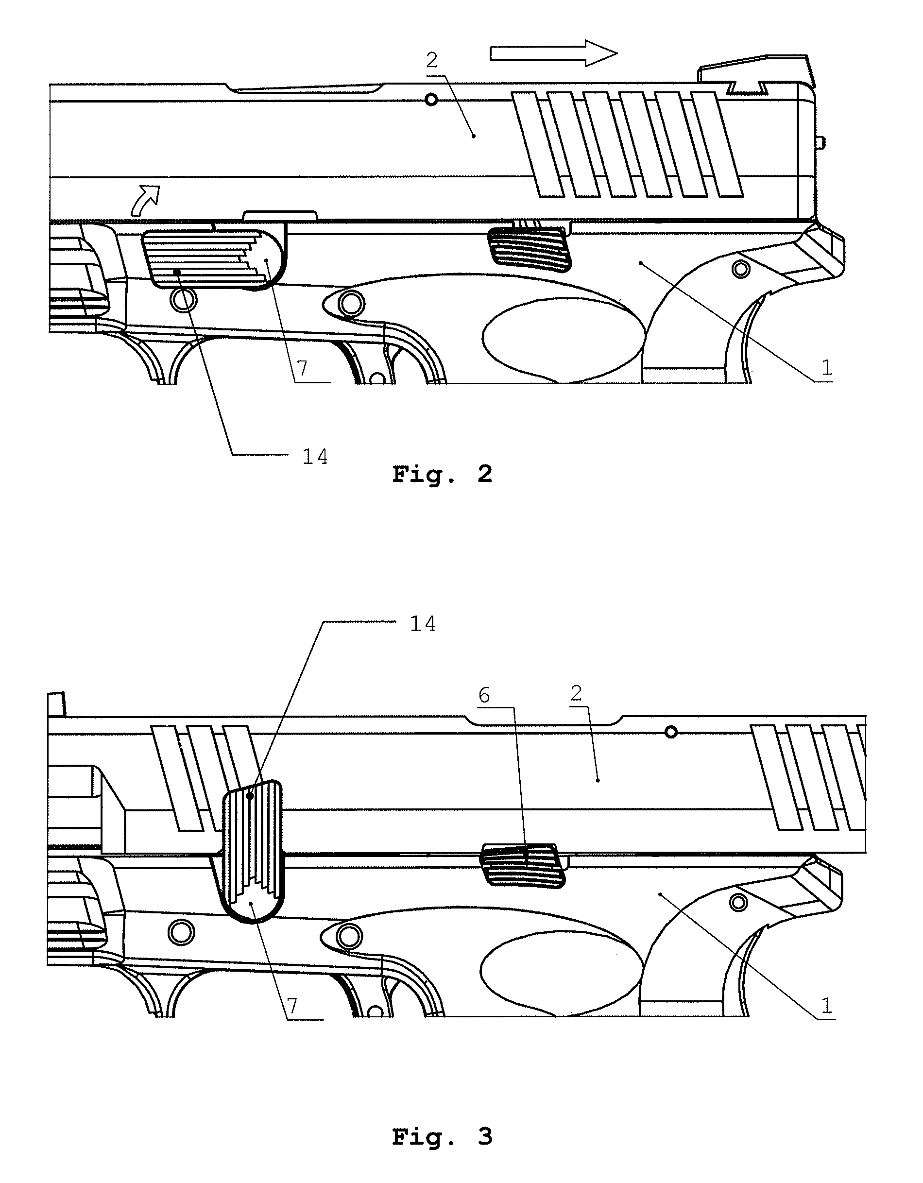 Mechanism for the disassembly of a handgun without triggering