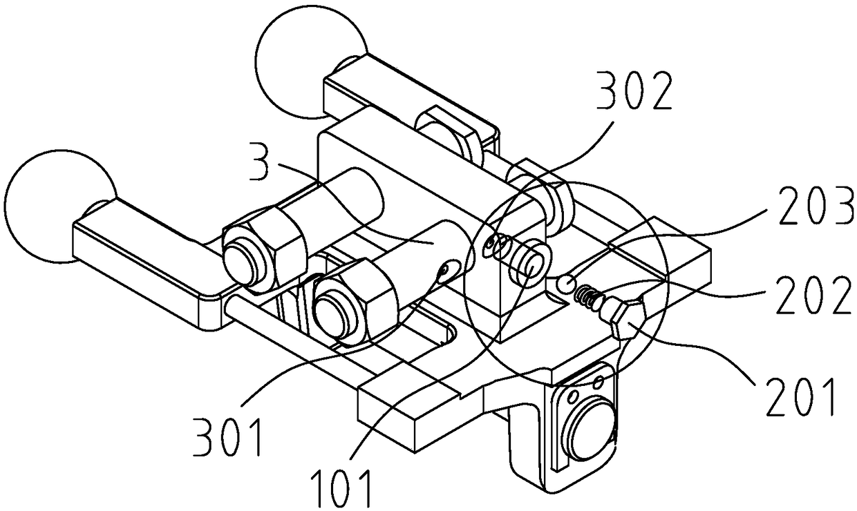 Rigid following mechanism and brake clamp unit for variable-gauge bogie