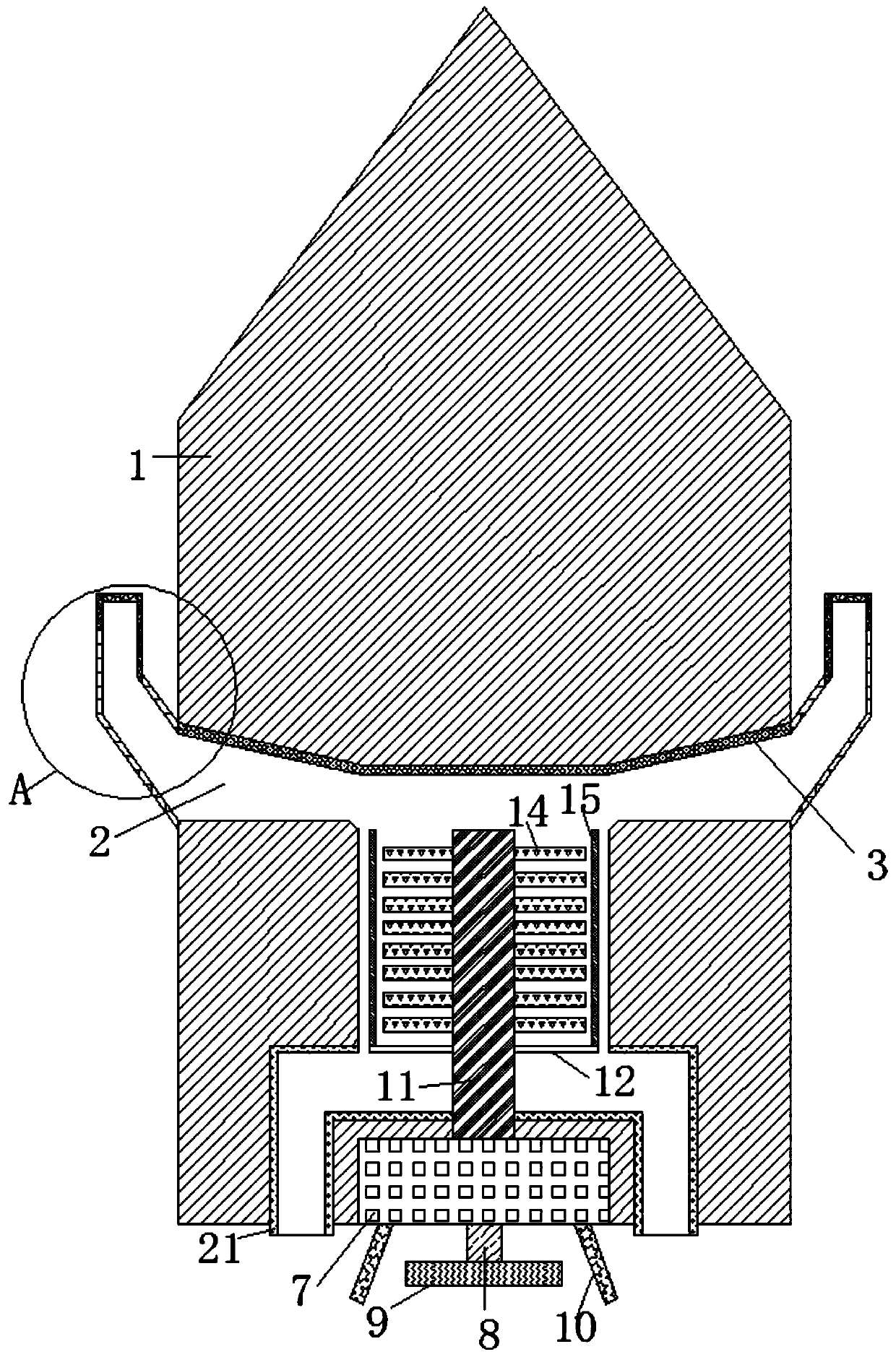 A device for treating duckweed on the surface of lakes by using the principle of accompanying current