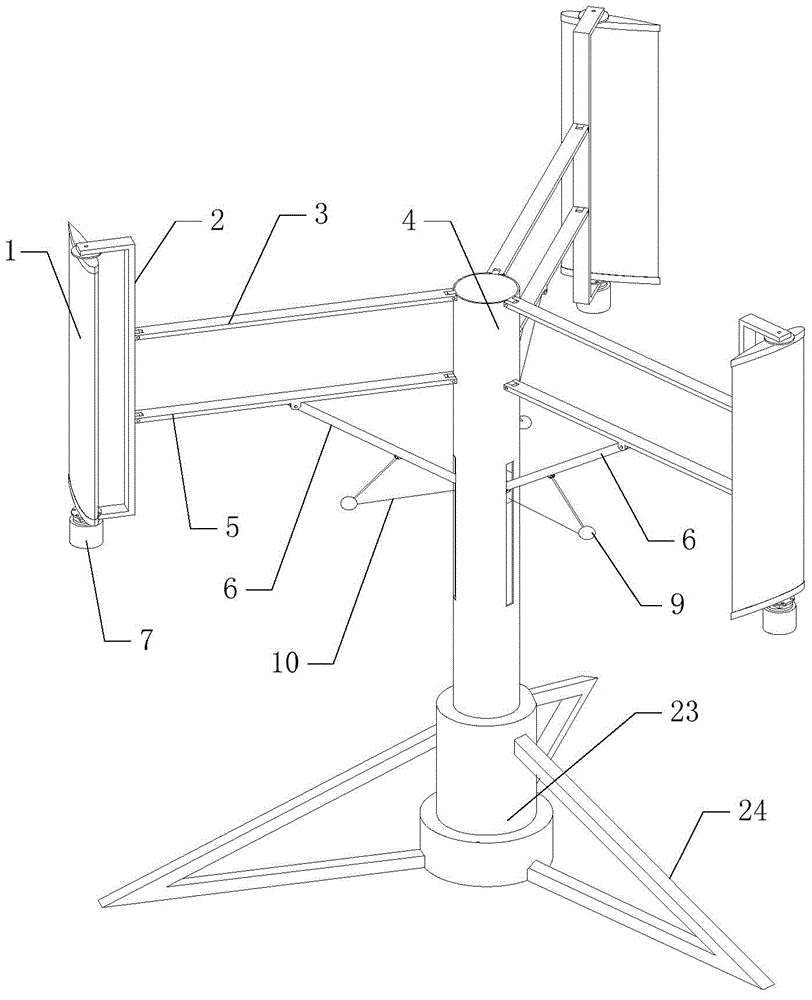 Vertical axis wind turbine with protecting device capable of adjusting wind wheel radius