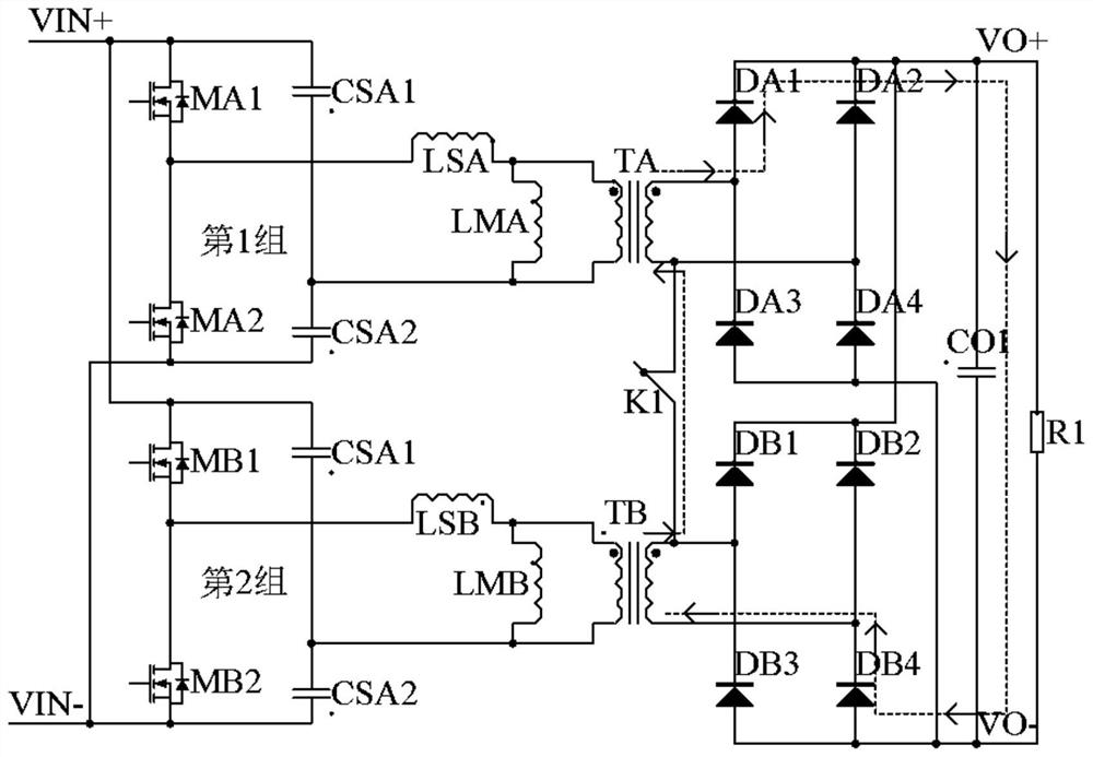 Half-bridge LLC constant-power wide-range converter topology and circuit