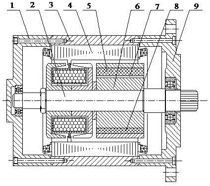 Biradial permanent magnet and brushless electromagnetic hybrid excitation drive motor