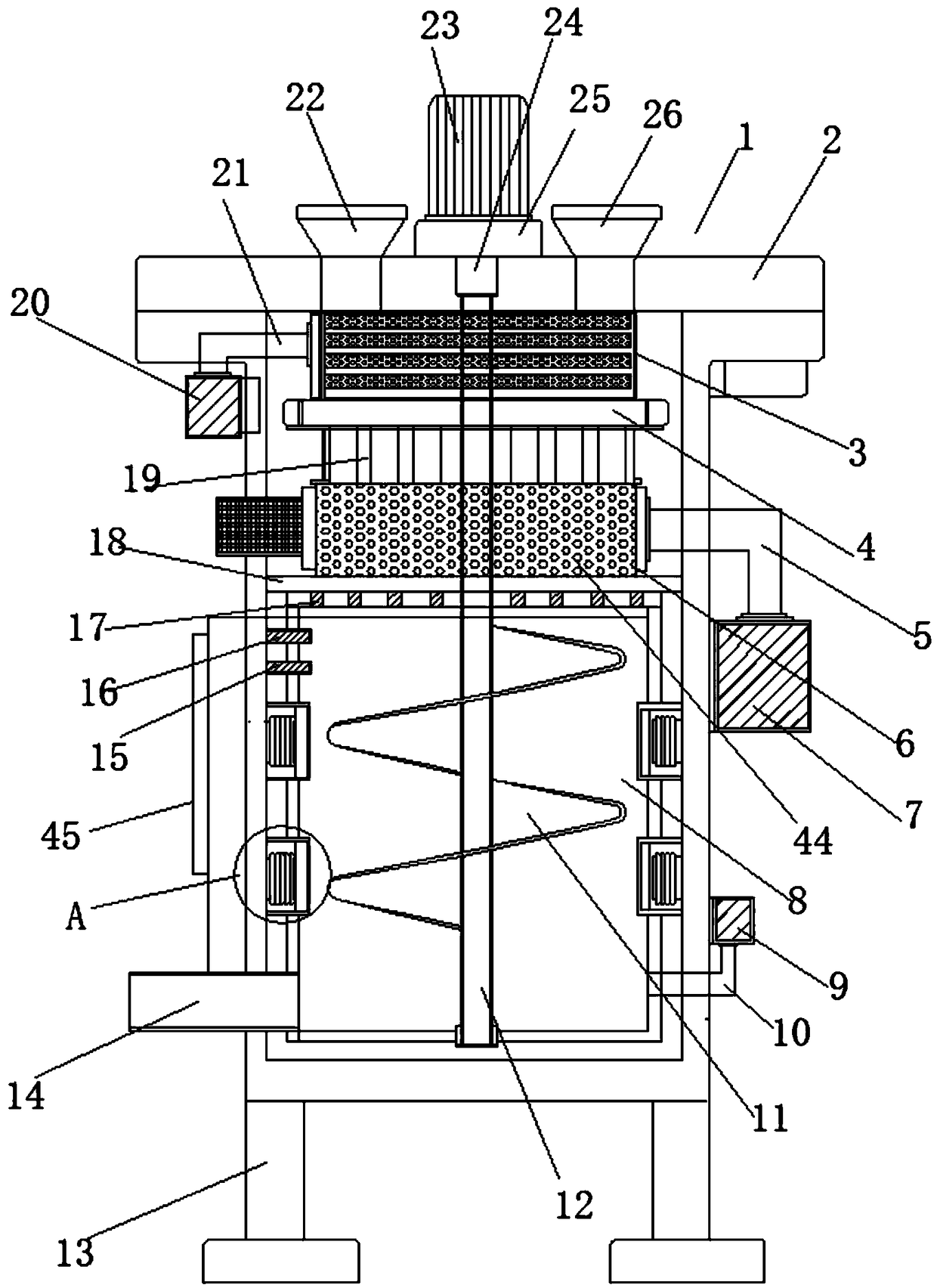 Environment-friendly chemical material stirring and drying device and use method thereof