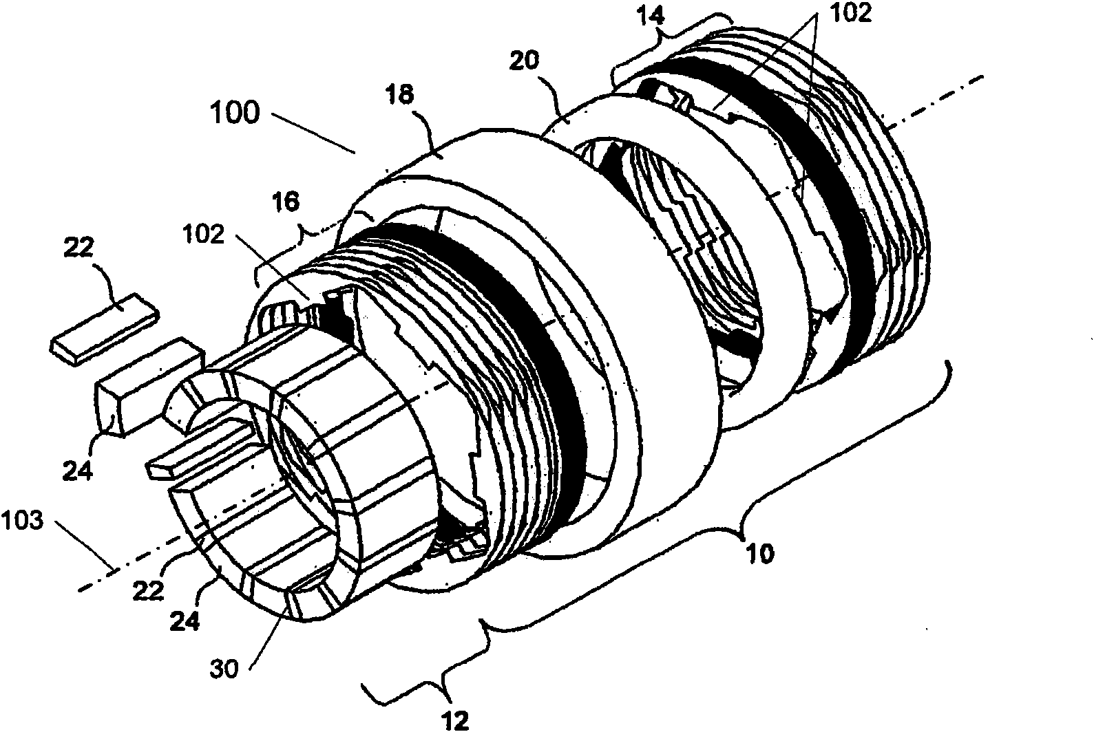 Permanent magnet rotor with flux concentrating pole pieces