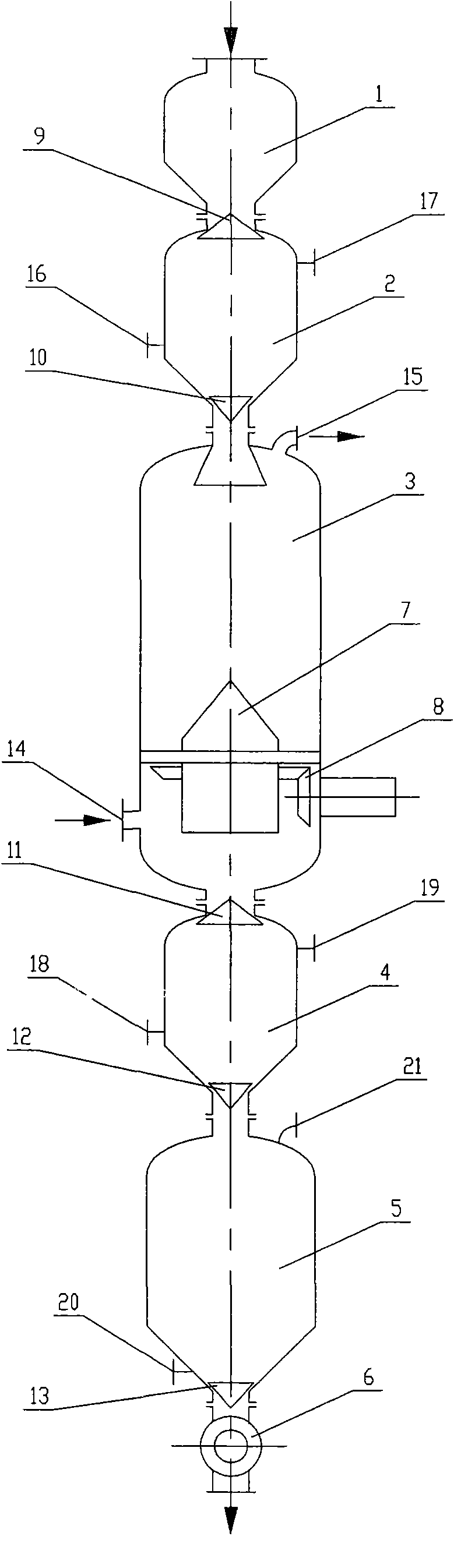 Moving bed reactor device with catalyst capable of reacting continuously and being regenerated and use method thereof