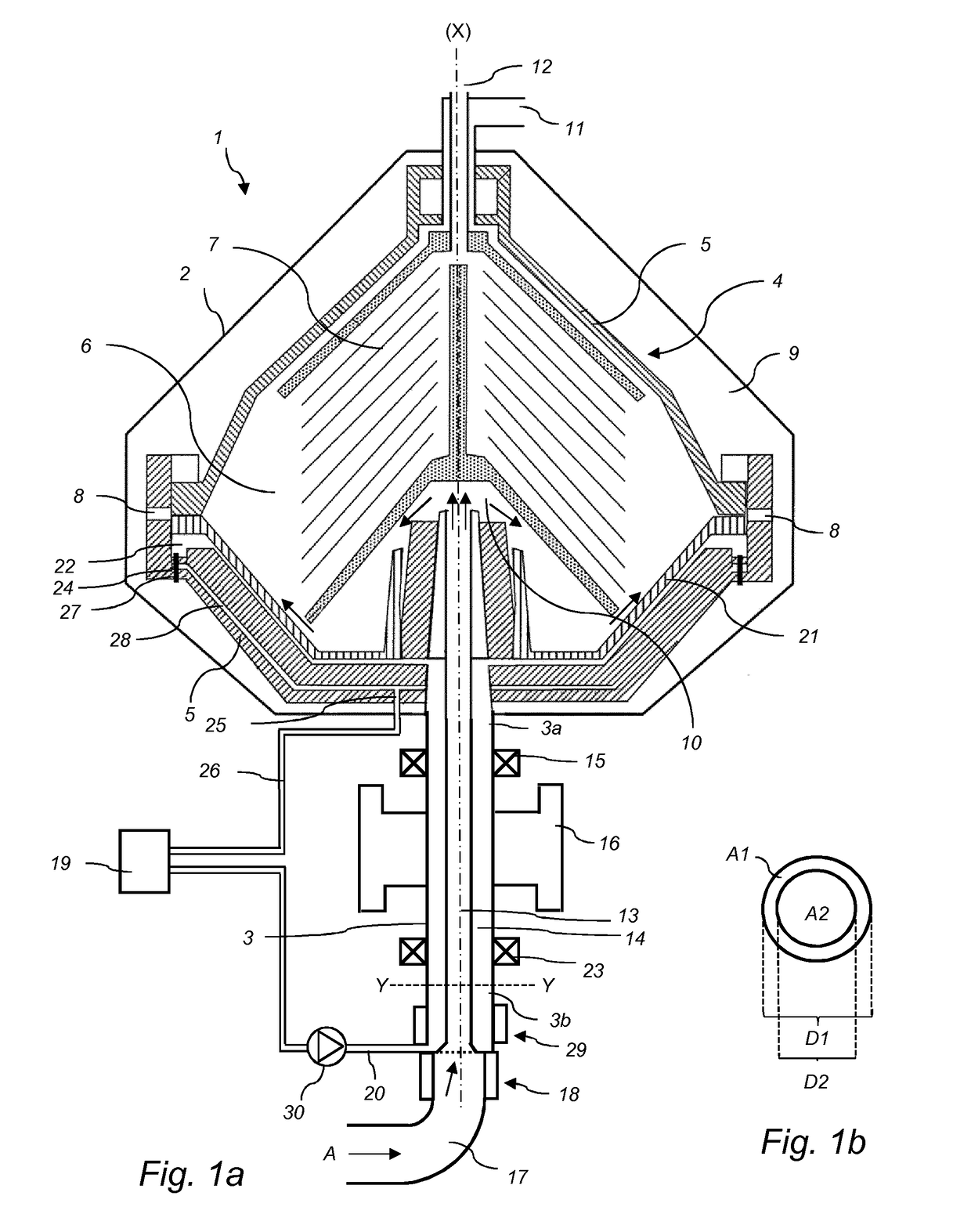 Centrifugal separator having an intermittent discharge system