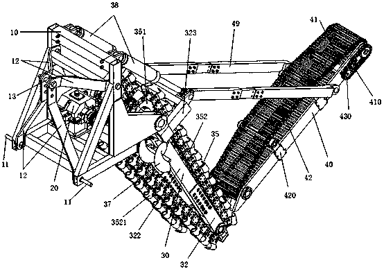 Deep-rhizome crop harvester