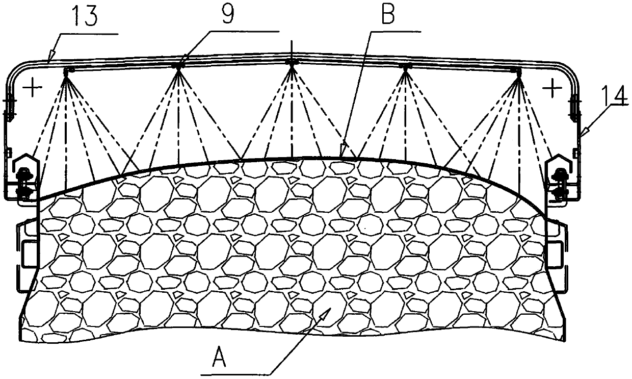 Muck car roof cover spraying system and method thereof